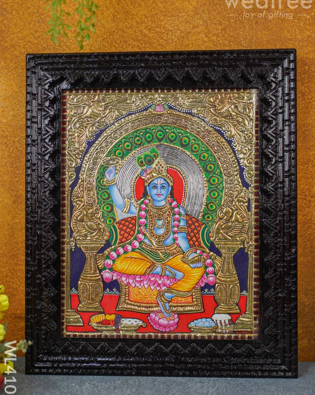 Tanjore Painting - Krishna 15 X 12 Inch Flat [Gold Foil] Wl4103