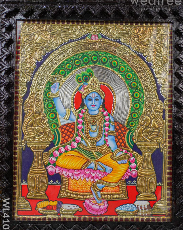 Tanjore Painting - Krishna 15 X 12 Inch Flat [Gold Foil] Wl4103