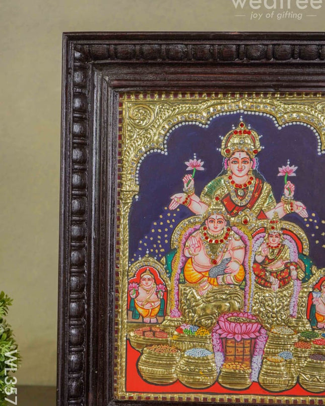 Tanjore Painting Kubera Lakshmi - 12 X 10 Wl3578