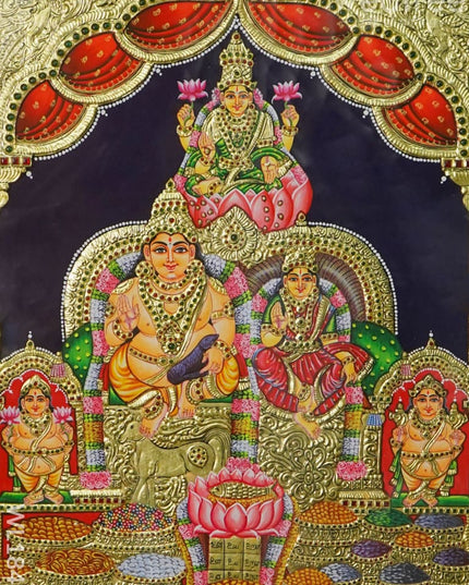 Tanjore Painting Kubera Lakshmi 28X22 - Wl1849