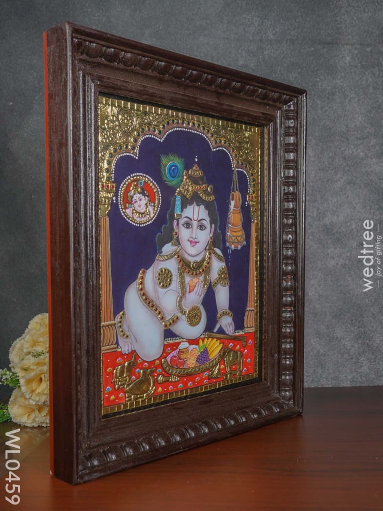 Tanjore Painting Butter Krishna- 15X12 Inches - Wl0459