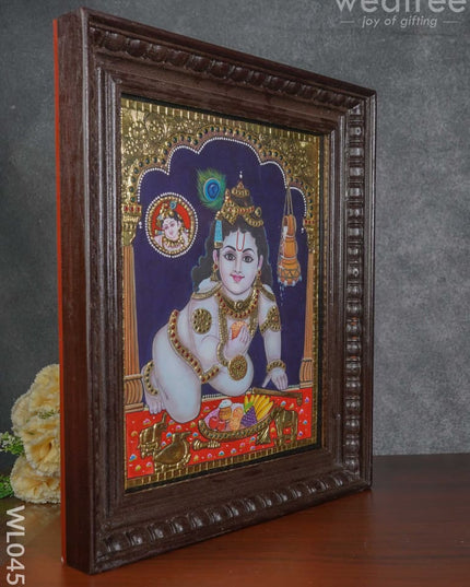 Tanjore Painting Butter Krishna- 15X12 Inches - Wl0459