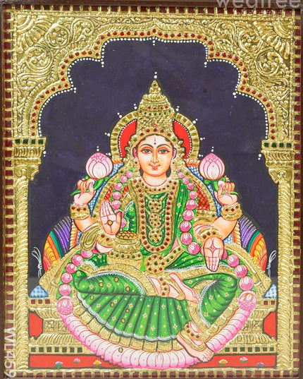 Tanjore Painting - Lakshmi - Flat (Gold Foil) - 15x12 inch - WL4594 - Tanjore Painting