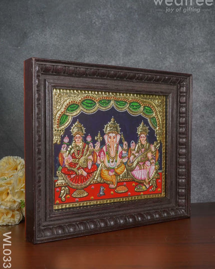 Tanjore Painting Lakshmi Ganesha Saraswathi 12X10 Inch - Wl0333 Painting