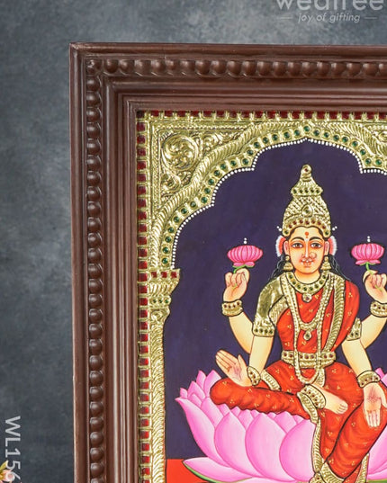 Tanjore Painting Lakshmi On Lotus:  15 X 12Inches - Wl1563 Painting
