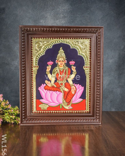 Tanjore Painting Lakshmi On Lotus:  15 X 12Inches - Wl1563 Painting
