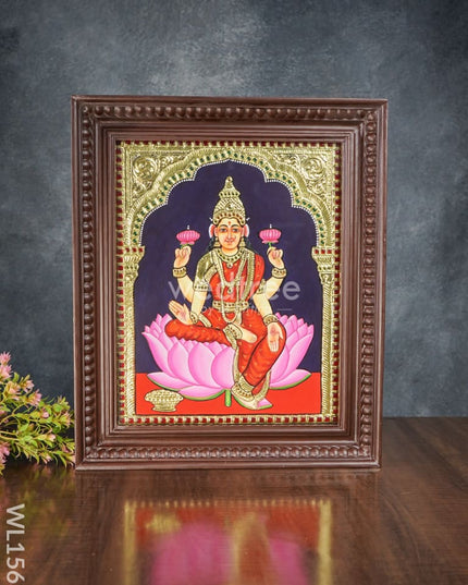 Tanjore Painting Lakshmi On Lotus:  15 X 12Inches - Wl1563 Painting