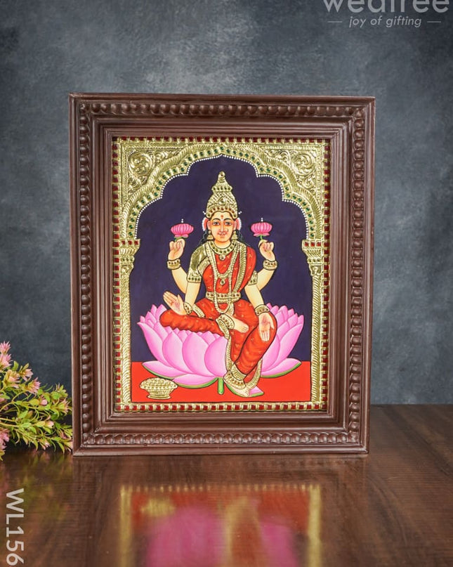 Tanjore Painting Lakshmi On Lotus:  15 X 12Inches - Wl1563 Painting