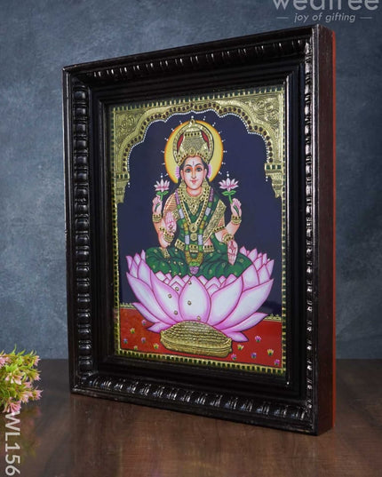Tanjore Painting Lakshmi On Lotus:  15 X 12Inches - Wl1563 Painting