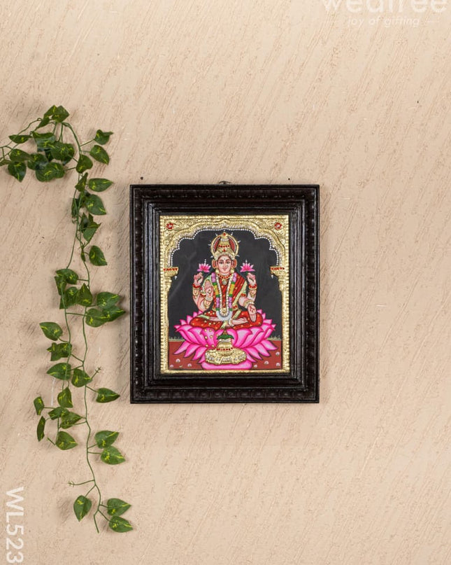 Tanjore Painting - Lakshmi on Lotus - Semi Embossed - 12x10 inch - WL5238 - Tanjore Painting