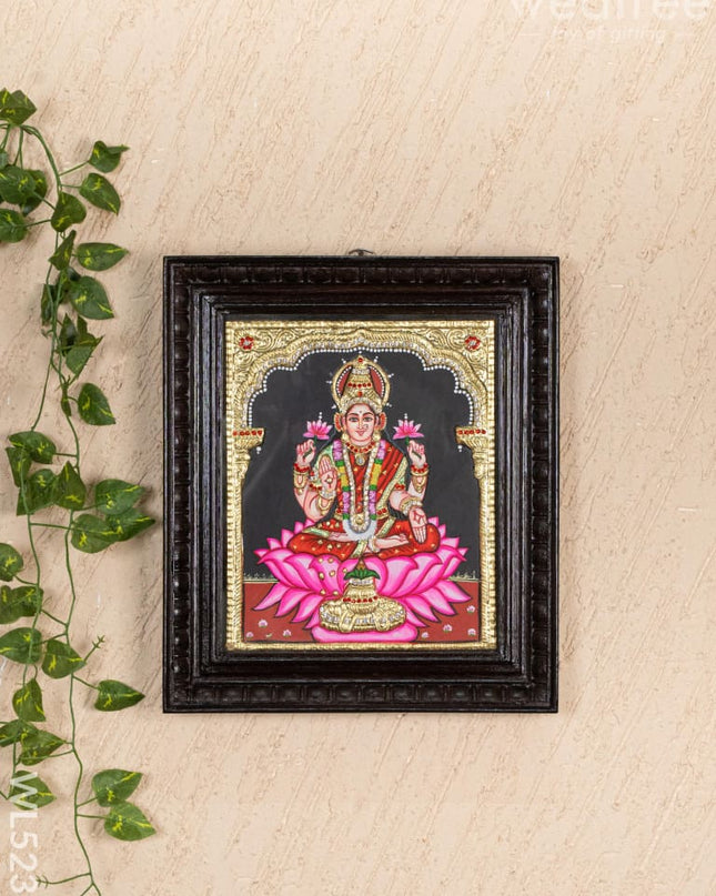 Tanjore Painting - Lakshmi on Lotus - Semi Embossed - 12x10 inch - WL5238 - Tanjore Painting