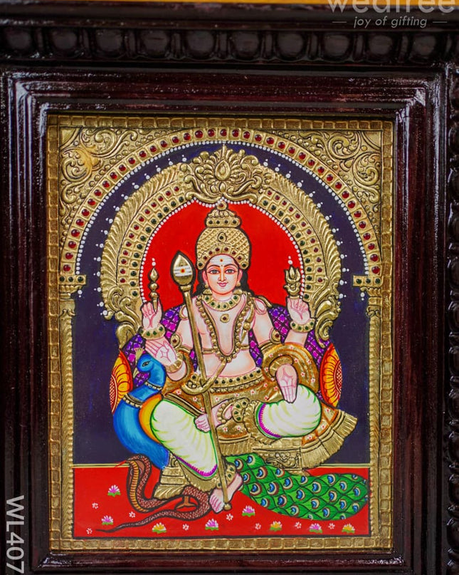 Tanjore Painting - Murugan 10 X 8 Inch Flat [Gold Foil] Wl4072