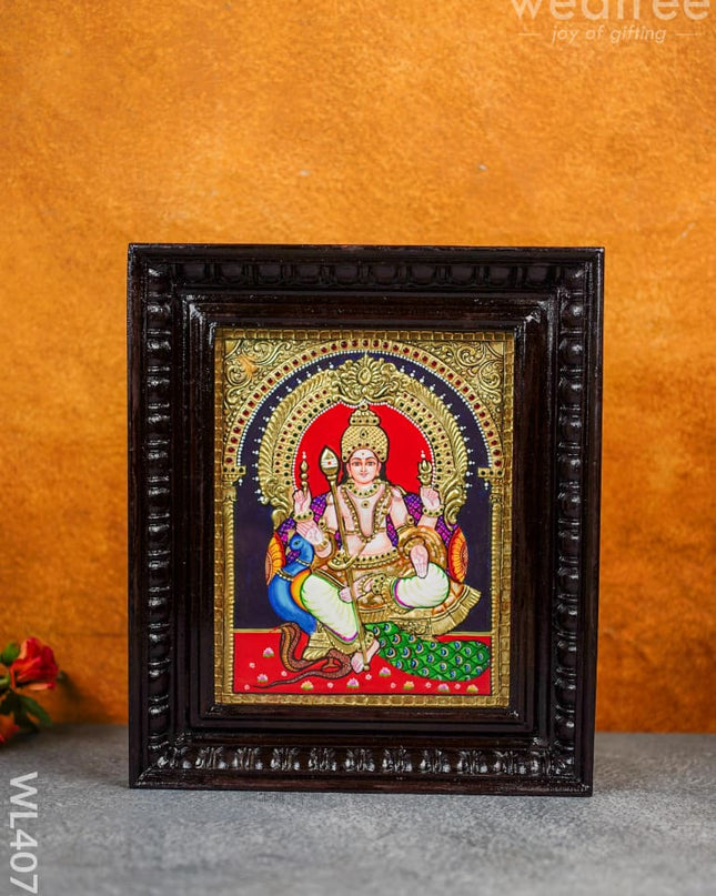 Tanjore Painting - Murugan 10 X 8 Inch Flat [Gold Foil] Wl4072