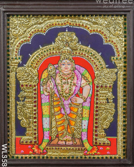 Tanjore Painting - Murugan - Flat (Gold Foil) - 12x10 inch - WL5533 - Tanjore Painting