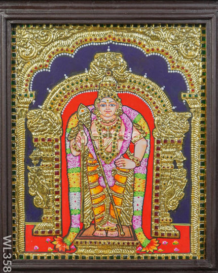 Tanjore Painting - Murugan - Flat (Gold Foil) - 12x10 inch - WL5533