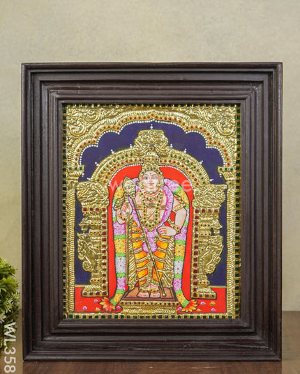 Tanjore Painting - Murugan - Flat (Gold Foil) - 12x10 inch - WL5533