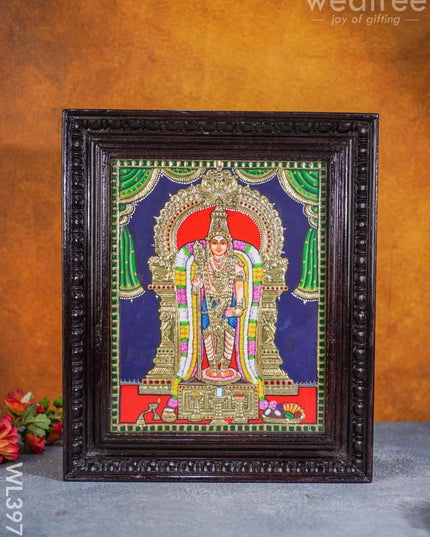 Tanjore Painting - Murugan 15 X 12 Inch Flat [Gold Foil] Wl3978