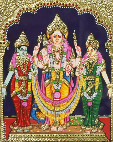 Tanjore Painting Murugan Valli Deivanai - 12X10 Wl1853