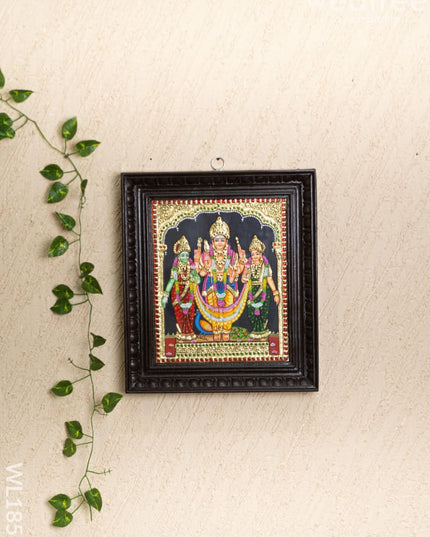 Tanjore Painting - Murugan-Valli-Deivanai - Flat (Gold Foil) - 12x10 inch - WL1853 - Tanjore Painting