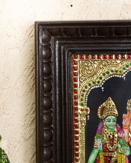Tanjore Painting - Murugan-Valli-Deivanai - Flat (Gold Foil) - 12x10 inch - WL1853 - Tanjore Painting