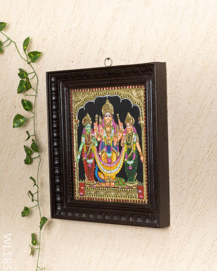 Tanjore Painting - Murugan-Valli-Deivanai - Flat (Gold Foil) - 12x10 inch - WL1853 - Tanjore Painting