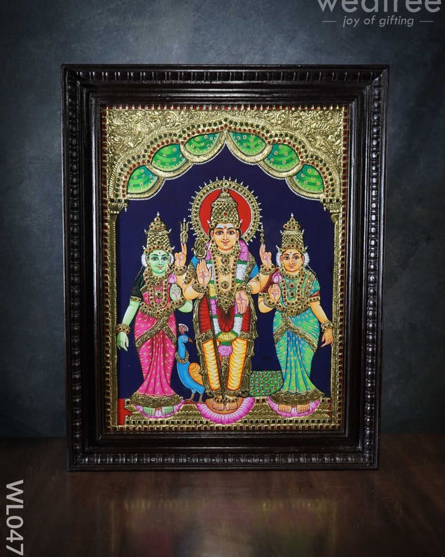 Tanjore Painting Murugan Valli Deivanai - 24X18 Inches Wl0471