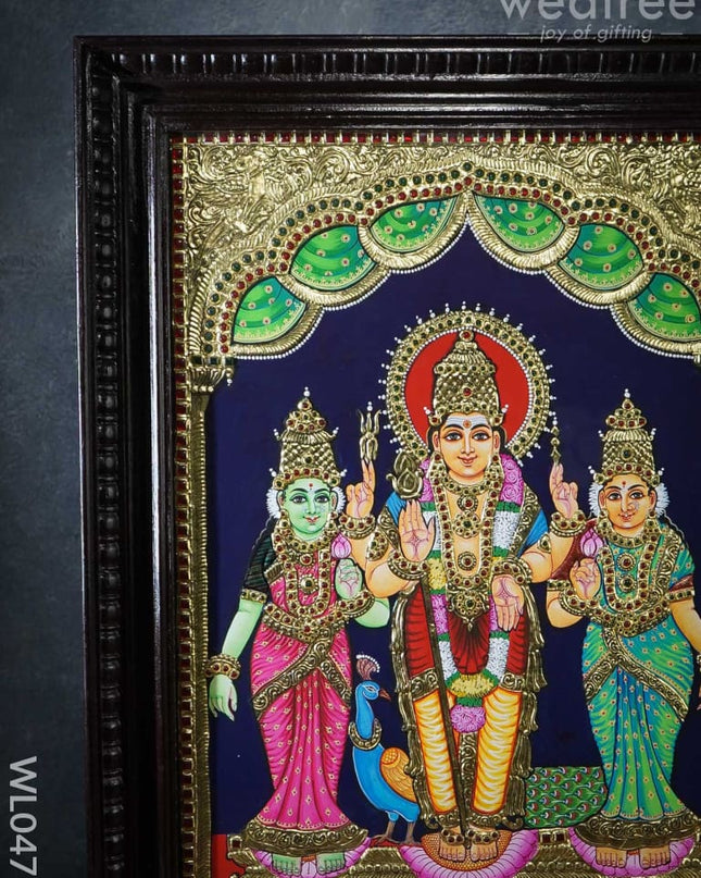 Tanjore Painting Murugan Valli Deivanai - 24X18 Inches Wl0471