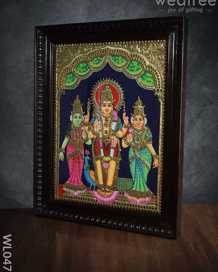 Tanjore Painting Murugan Valli Deivanai - 24X18 Inches Wl0471