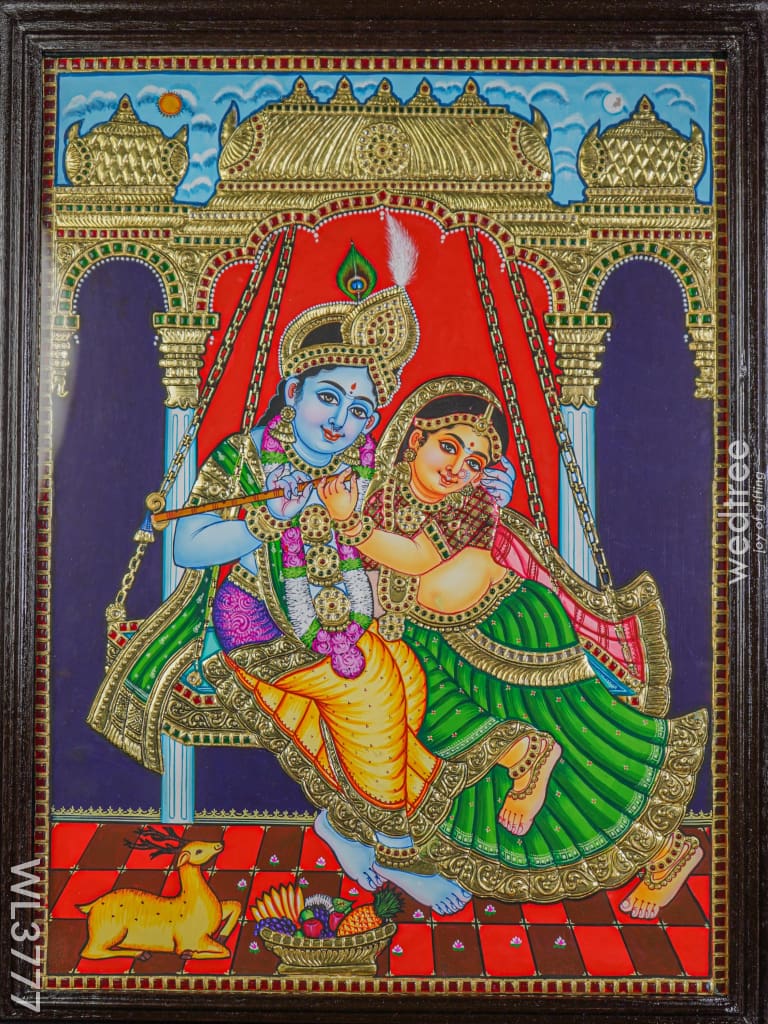 Tanjore Painting Jhoola Radha Krishna - 24X18 Inch Wl3777
