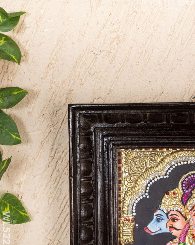 Tanjore Painting - Panchamukhi Hanuman - Semi Embossed - 10x8 inch - WL5229 - Tanjore Painting