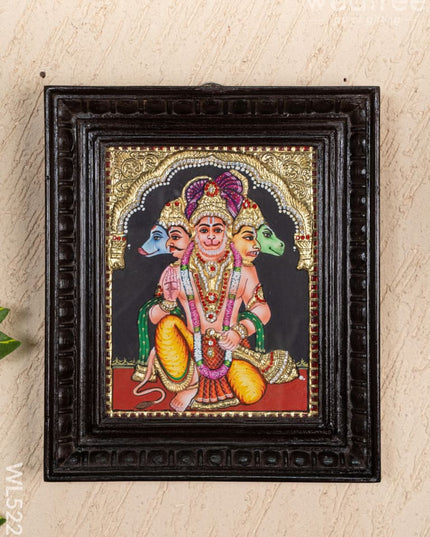 Tanjore Painting - Panchamukhi Hanuman - Semi Embossed - 10x8 inch - WL5229 - Tanjore Painting