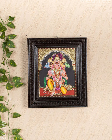 Tanjore Painting - Panchamukhi Hanuman - Semi Embossed - 10x8 inch - WL5229 - Tanjore Painting