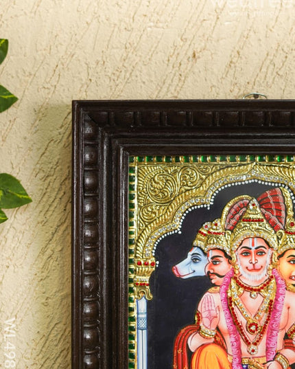 Tanjore Painting- Panchamukhi Hanuman - Semi Embossed - 12*10 inch - WL4981 Tanjore Painting