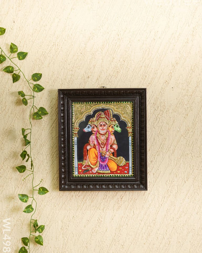 Tanjore Painting- Panchamukhi Hanuman - Semi Embossed - 12*10 inch - WL4981 Tanjore Painting