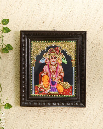 Tanjore Painting- Panchamukhi Hanuman - Semi Embossed - 12*10 inch - WL4981 Tanjore Painting
