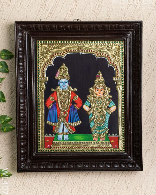 Tanjore Painting - Panduranga-Rukmini - Flat (Gold Foil) - 15x12 inch - WL4074 - Tanjore Painting