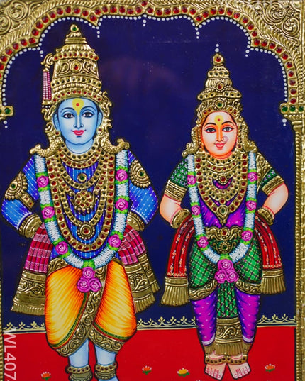Tanjore Painting - Panduranga-Rukmini 15 X 12 Inch Flat [Gold Foil] Wl4074
