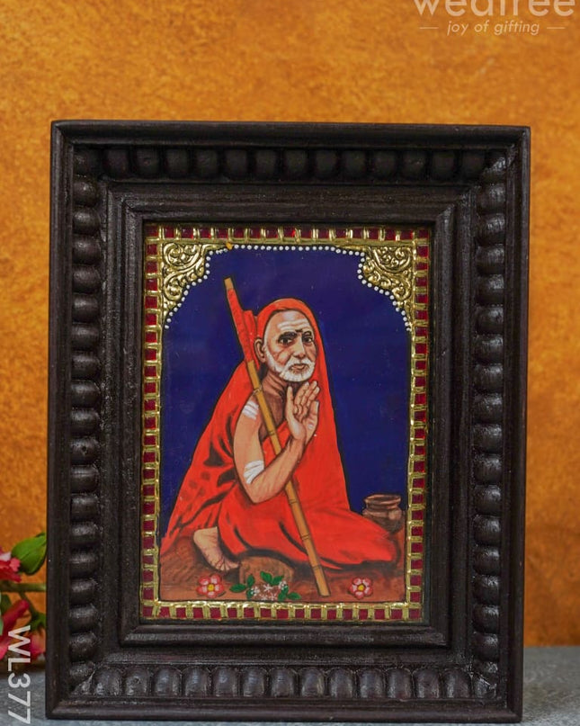 Tanjore Painting Periyava - Flat (Gold Foil) 8X6 Inch Wl3772
