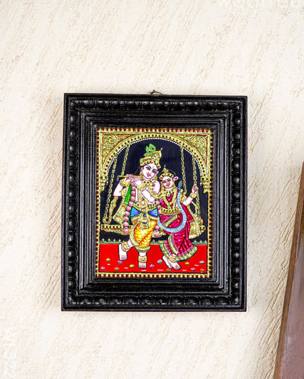 Tanjore Painting - Radha Krishna - Flat (Gold Foil) - 10x8 inch - WL5227 - Tanjore Painting