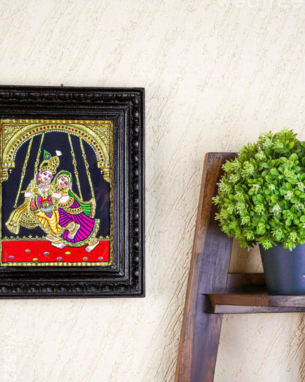 Tanjore Painting - Radha Krishna - Flat (Gold Foil) - 10x8 inch - WL5227 - Tanjore Painting