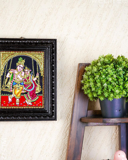 Tanjore Painting - Radha Krishna - Flat (Gold Foil) - 10x8 inch - WL5227 - Tanjore Painting
