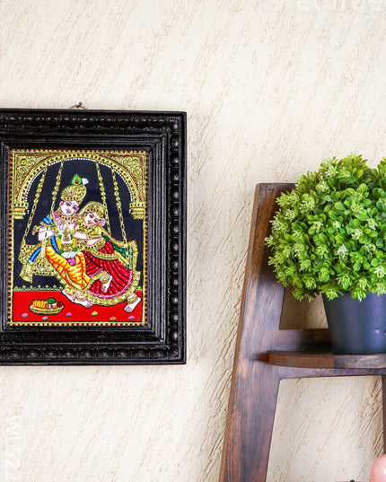 Tanjore Painting - Radha Krishna - Flat (Gold Foil) - 10x8 inch - WL5227 - Tanjore Painting