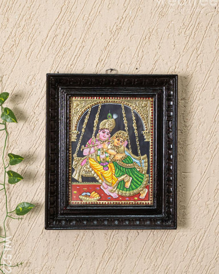 Tanjore Painting - Radha Krishna - Flat (Gold Foil) - 10x8 inch - WL5227 - Tanjore Painting