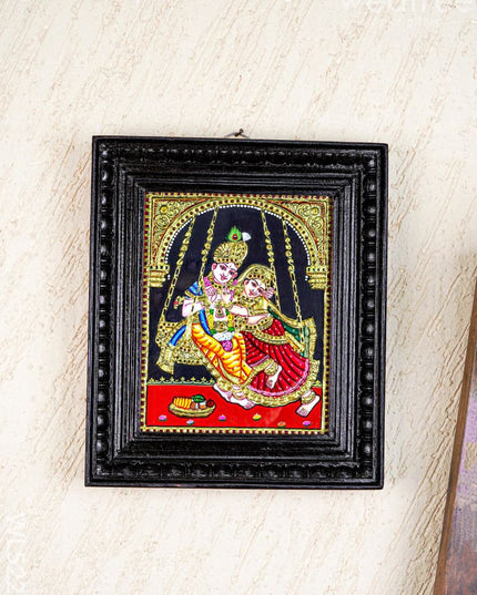Tanjore Painting - Radha Krishna - Flat (Gold Foil) - 10x8 inch - WL5227 - Tanjore Painting