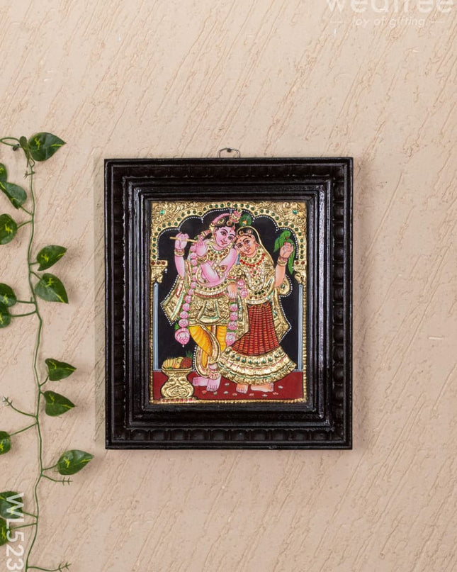 Tanjore Painting - Radha-Krishna - Flat (Gold Foil) - 10x8 inch - WL5230 - Tanjore Painting