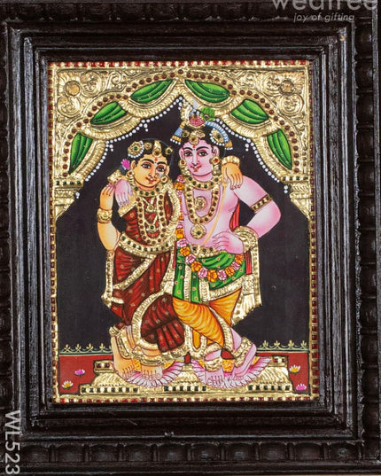 Tanjore Painting - Radha-Krishna - Flat (Gold Foil) - 10x8 inch - WL5231 - Tanjore Painting