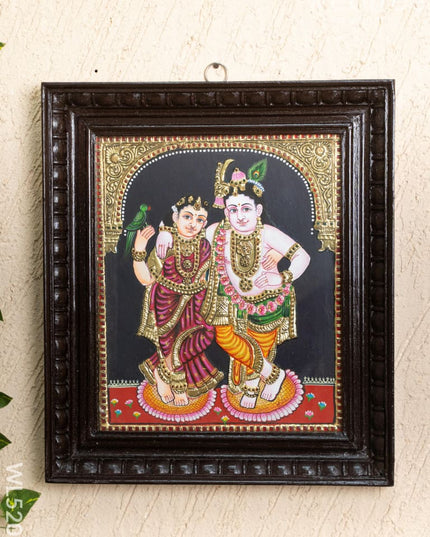 Tanjore Painting - Radha-Krishna - Flat (Gold Foil) - 12x10 inch - WL5201 - Tanjore Painting