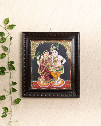 Tanjore Painting - Radha-Krishna - Flat (Gold Foil) - 12x10 inch - WL5201 - Tanjore Painting