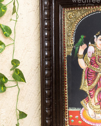 Tanjore Painting - Radha-Krishna - Flat (Gold Foil) - 12x10 inch - WL5201 - Tanjore Painting