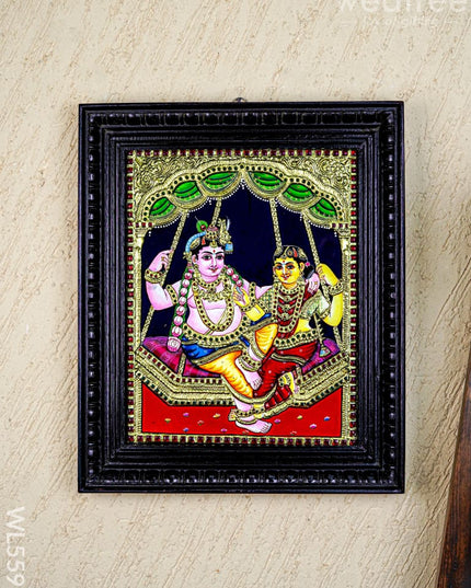 Tanjore Painting - Radha-Krishna - Flat (Gold Foil) - 15x12 inch - WL5591 - Tanjore Painting